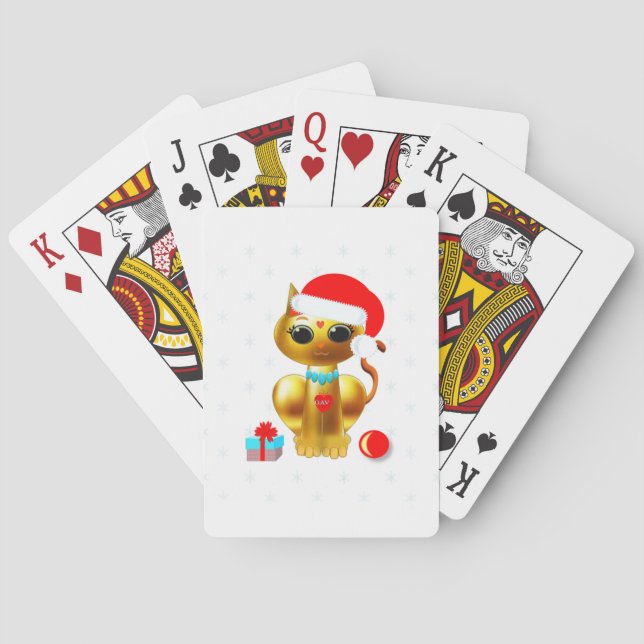 Jeu De Cartes chaton de dessin animé doré de Noël (dos)