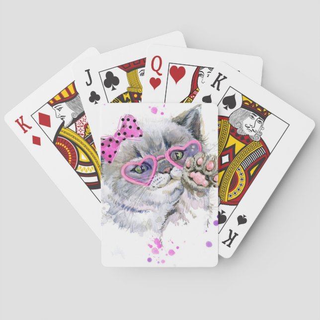 Jeu De Cartes Chaton mignon d'aquarelle (dos)