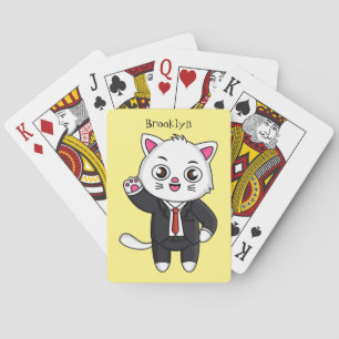 Jeu De Cartes Chaton mignon en costume cravate dessin animé 