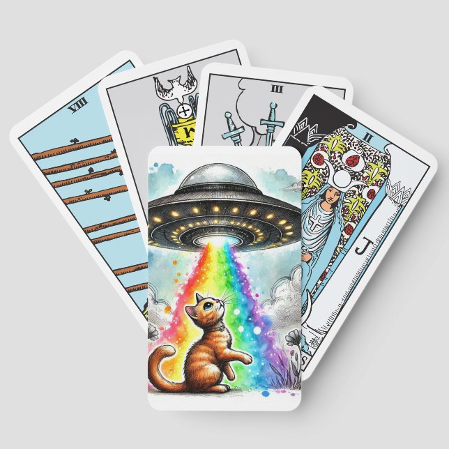 Jeu De Cartes Chaton roux et OVNI (Verso)