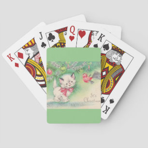 Jeu De Cartes Chaton vintage de pastel de la moitié du siècle de