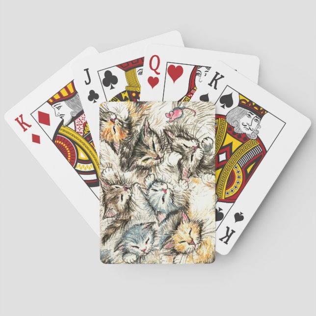 Jeu De Cartes Chats, chatons et souris rose (dos)