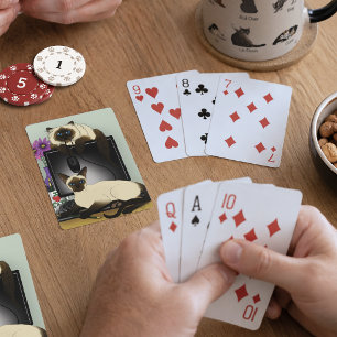 Jeu De Cartes Chats de Bureau Informatique Siamois Drôle de Méfa