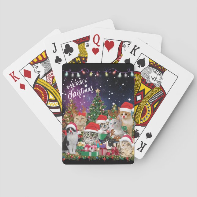 Jeu De Cartes Chats Joyeux Noël Lumière Jouer Cartes (dos)