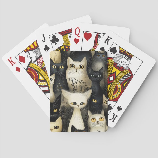 Jeu De Cartes chats noirs et blancs (dos)