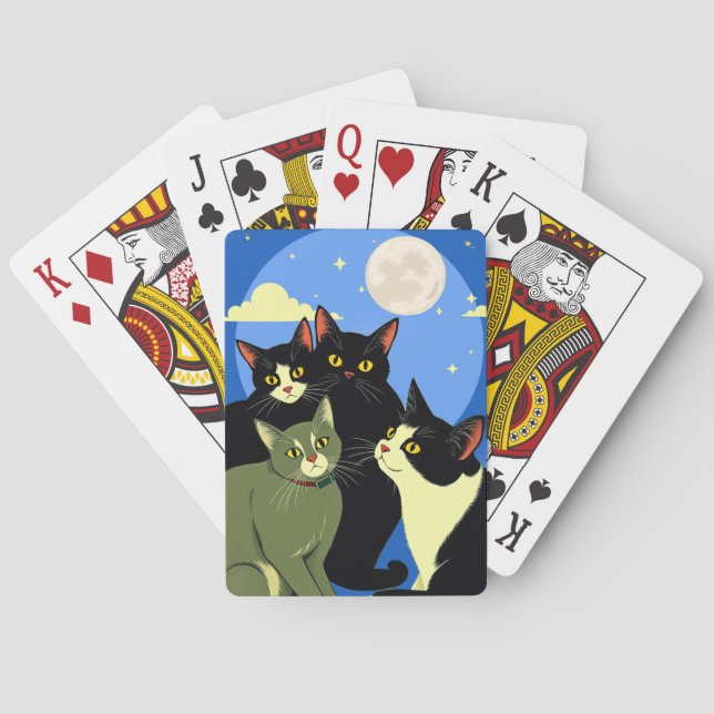 Jeu De Cartes Chats sur le rôdeur sous la Pleine lune (dos)