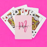 Jeu De Cartes Chaud rose moderne Script Girl Monogramme Nom<br><div class="desc">Élevez vos nuits de jeu avec nos Hot Pink Modern Script Girly Monogramme Nom Cartes de Poker! Avec un design rose chaud et audacieux et personnalisées avec votre nom dans un script moderne et élégant, ces cartes ajoutent une touche chic et personnelle à vos jeux de poker. Fabriqués à partir...</div>
