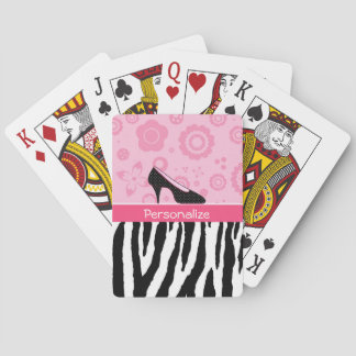 Jeu De Cartes Chaussures Noir Rose Cute Tendance Zebra Imprimer
