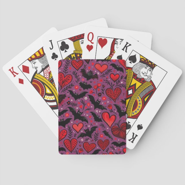 Jeu De Cartes Chauves-souris & Cœurs (dos)