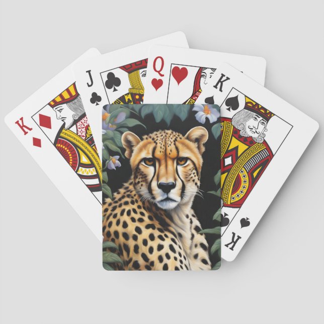 Jeu De Cartes Cheetah et fleurs (dos)