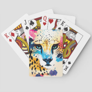 Jeu De Cartes Cheetah Wild Nature Animal Couleur Art Peinture