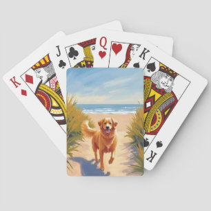 Jeu De Cartes Chemin de plage Golden Retriever Chien océan ani