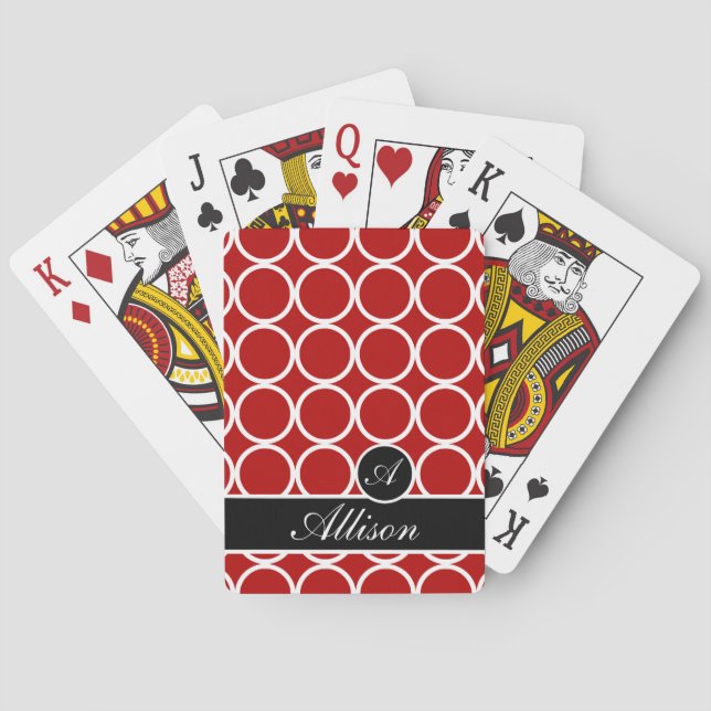 Jeu De Cartes Cherry Red Monogramme Lexi Imprimer (dos)