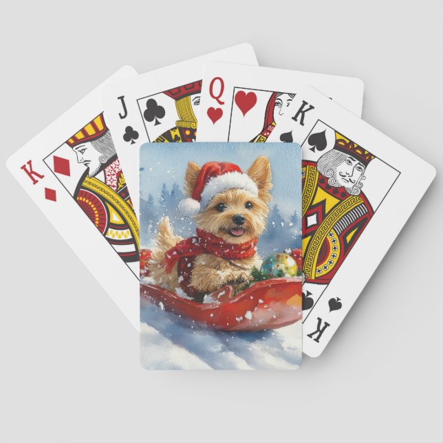Jeu De Cartes Chesapeake Bay Terrier Dog dans Sledge Noël (dos)