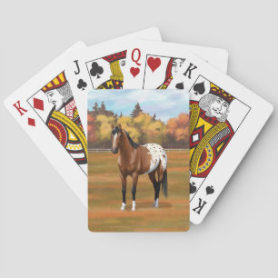 Jeu De Cartes Cheval Appaloosa de la Baie Brown dans les pâturag
