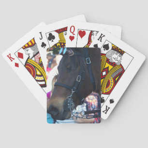 Jeu De Cartes Cheval arabe brun foncé portant des lunettes de pr