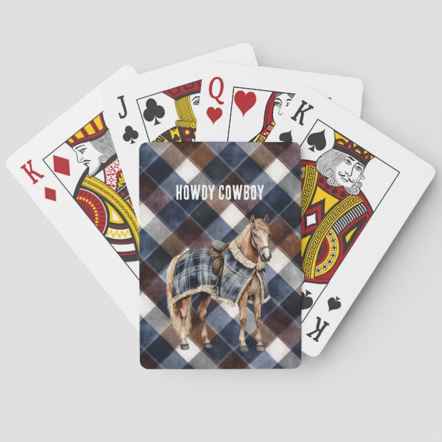 Jeu De Cartes Cheval Carrés Bleus (dos)