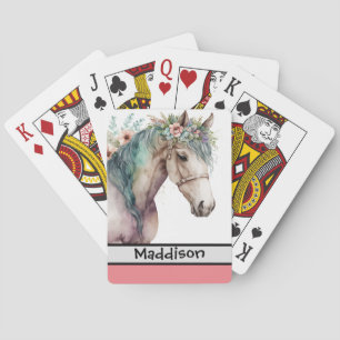 Jeu De Cartes Cheval d'aquarelle personnalisable
