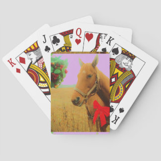Jeu De Cartes Cheval de Noël ciel rose Rétro