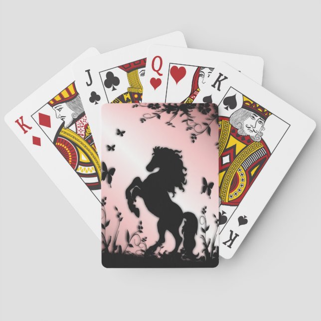 Jeu De Cartes Cheval noir cabré rose (dos)