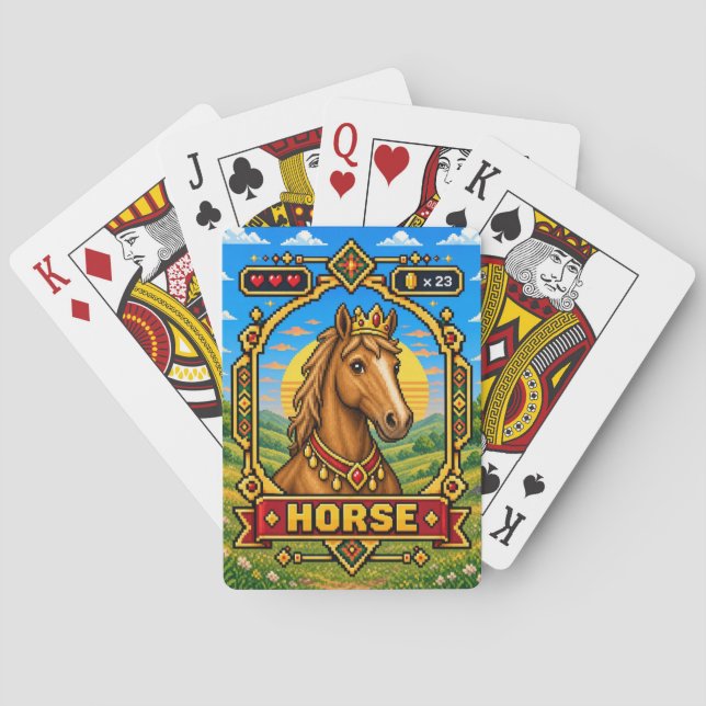 Jeu De Cartes Cheval Retro Pixel Art 8-Bit (dos)