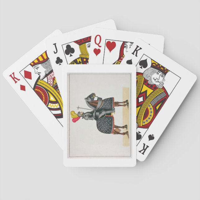 Jeu De Cartes Chevalier en armure sur son cheval, assiette de 'A (dos)