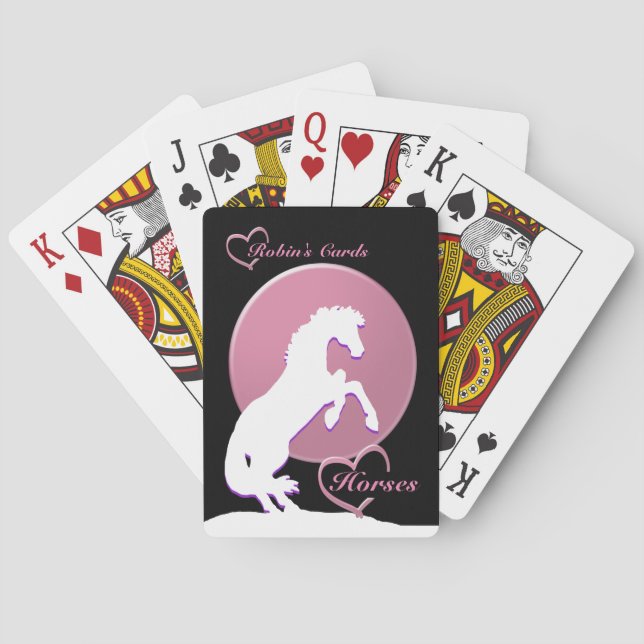 Jeu De Cartes Chevaux de Coeur Blanc V (Rose) (dos)