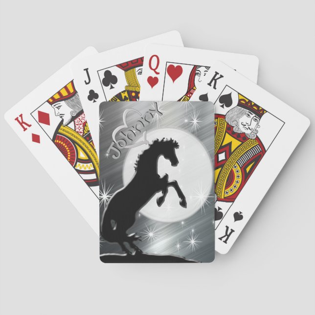 Jeu De Cartes Chevaux de coeur V (lignes argent) (dos)