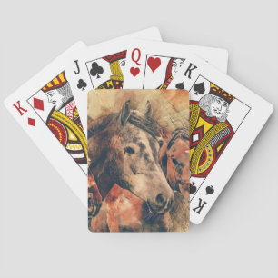 Jeu De Cartes Chevaux Peinture d'aquarelle artistique