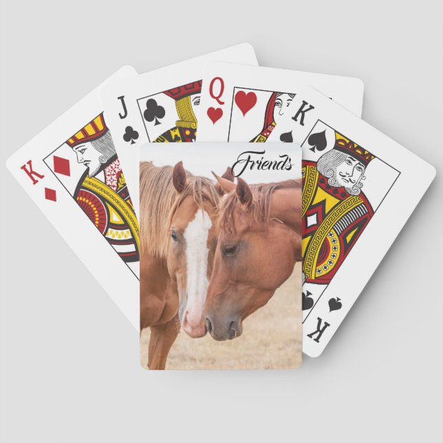 Jeu De Cartes Chevaux qui se câlinent dans un pâturage  (dos)