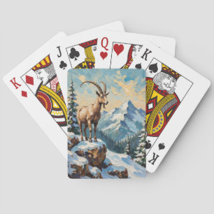 Jeu De Cartes Chèvre de montagne vintage sur une crête de Noël g