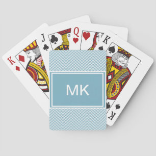 Jeu De Cartes Chevron bleu avec Monogramme