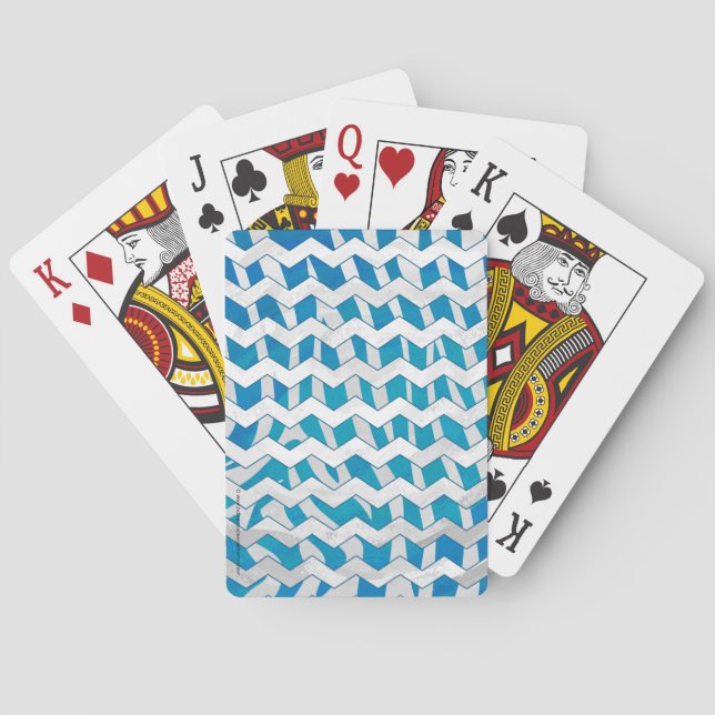 Jeu De Cartes Chevron bleu et blanc Zebra (dos)