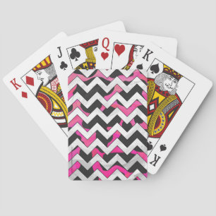 Jeu De Cartes Chevron Cow Hot rose et noir