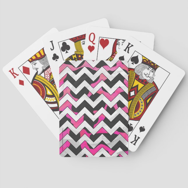 Jeu De Cartes Chevron Cow Hot rose et noir (dos)