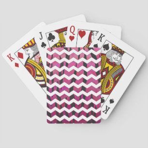 Jeu De Cartes Chevron Tiger rose chaud et noir