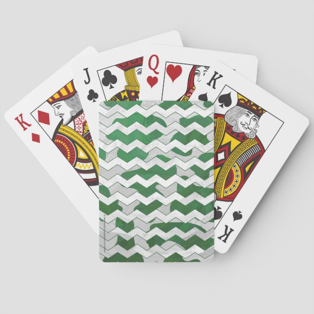 Jeu De Cartes Chevron Vache vert et blanc Impression (dos)