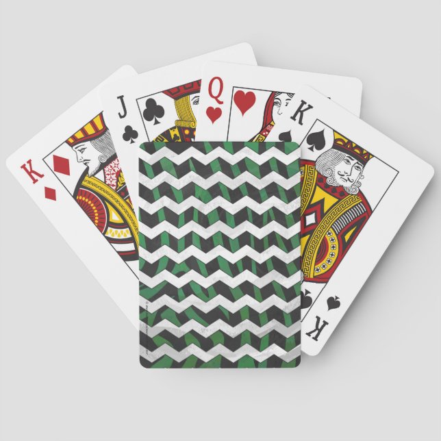 Jeu De Cartes Chevron Zebra noir et vert (dos)