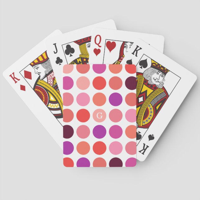 Jeu De Cartes Chic coloré motif pois monogramme (dos)