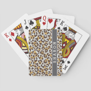 Jeu De Cartes Chic couleur brun or cheetah imprimé monogramme