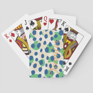 Jeu De Cartes Chic couleur vert bleu cheetah imprimé monogramme