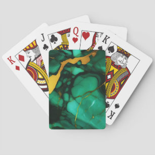 Jeu De Cartes Chic Elegant vert foncé jaune Faux Marble