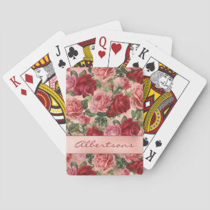 Jeu De Cartes Chic Elegant Vintage Rose Rouge Roses Floral