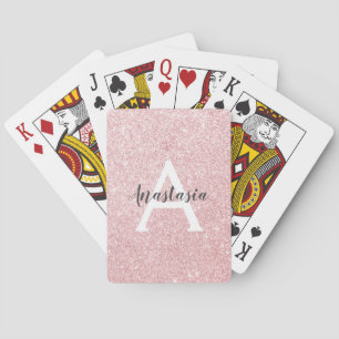 Jeu De Cartes Chic et tendance rose or paillettes monogramme