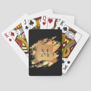 Jeu De Cartes Chic Faux Gold Glam Brushstroke Monogramme