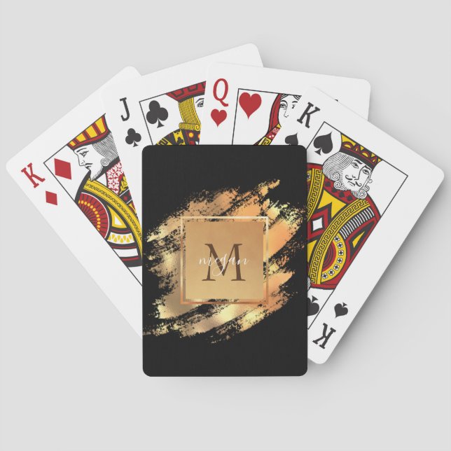 Jeu De Cartes Chic Faux Gold Glam Brushstroke Monogramme (dos)