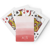 Chic Monogrammé Aquarelle Corail Rouge Ombre Dégra