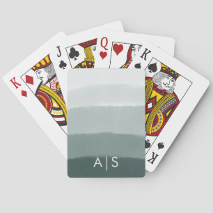 Jeu De Cartes Chic Monogrammé Aquarelle Tilleul Limé Ombré