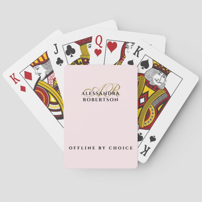 Jeu De Cartes Chic Monogramme Inspirant Pastel Rose Or (dos)