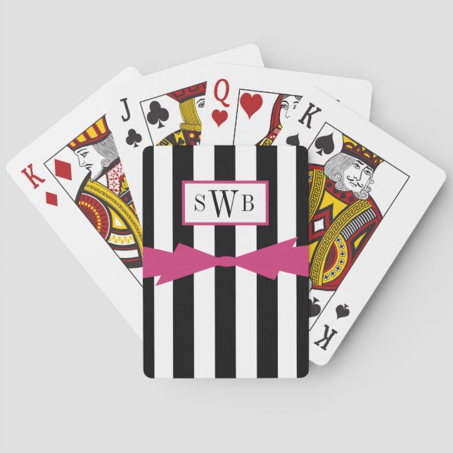 JEU DE CARTES CHIC PLAYING CARDS_BLACK/WHITE STRIPES/PINK (dos)